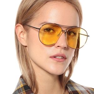 Transparent yellow lens aviator sunglasses